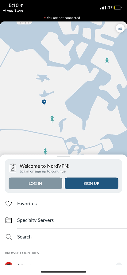 Create an Account on iPhone VPN app