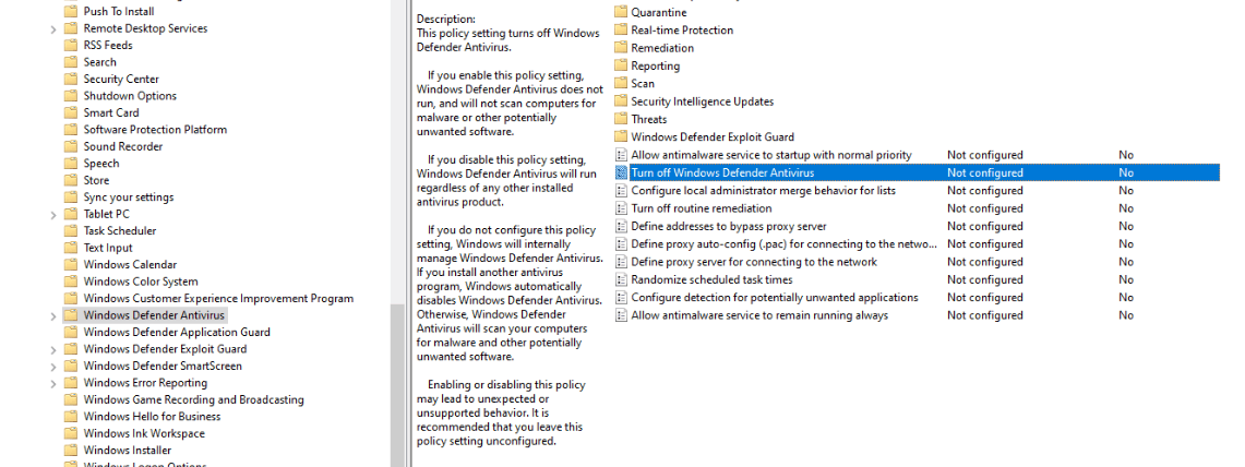 Disable Windows Defender
