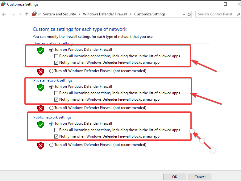 Enable Windows Firewall