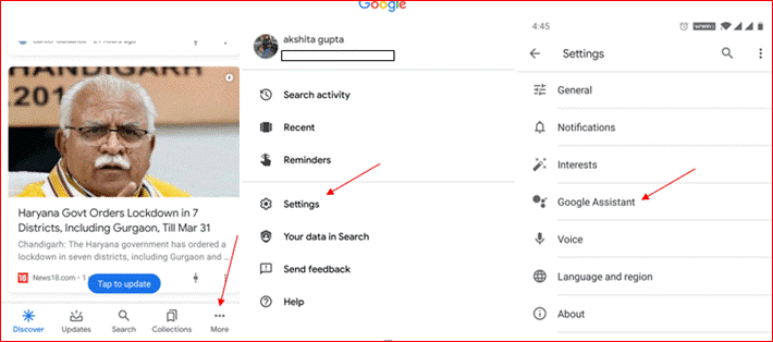 Google Assistant setting