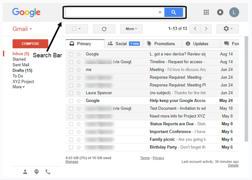 Searchbox on Gmail Account