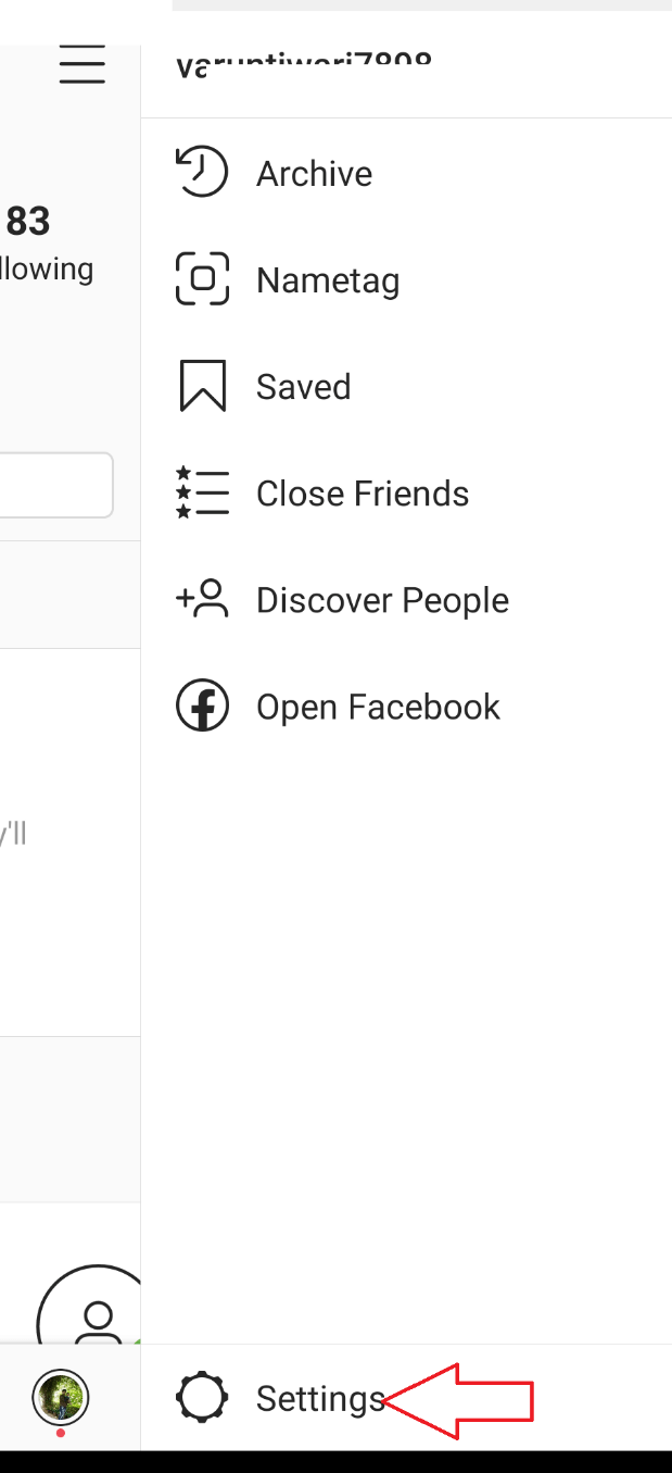 Tap on the Settings on Instagram