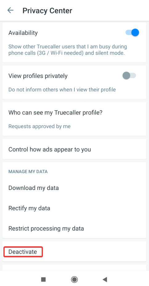 Truecaller Deactivate