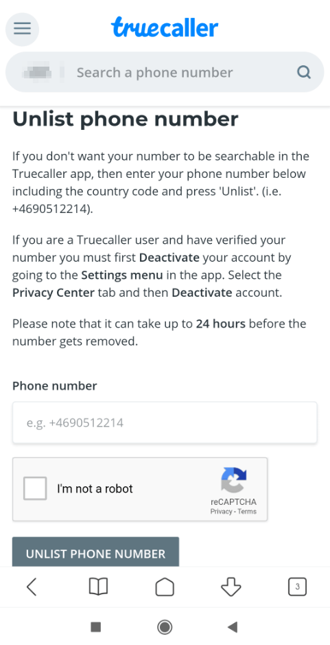 Truecaller Unlist