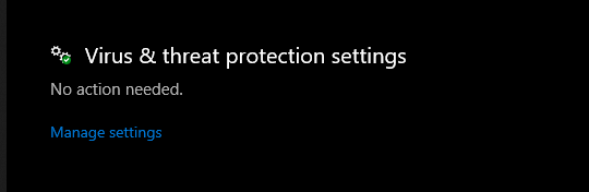 Virus & threat protection settings