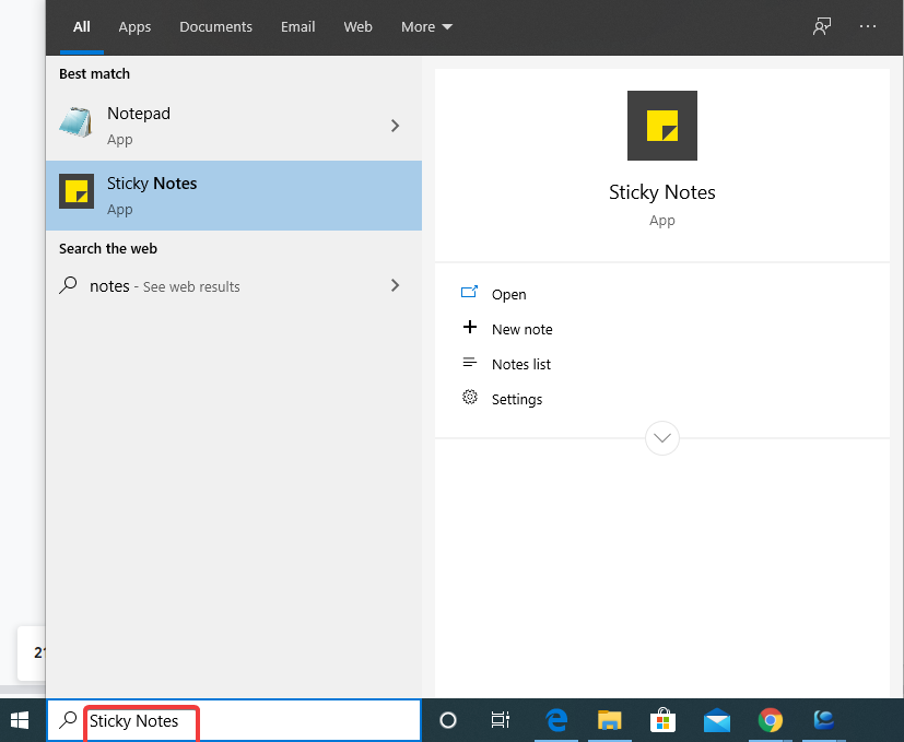 Windows 10 Sticky Notes