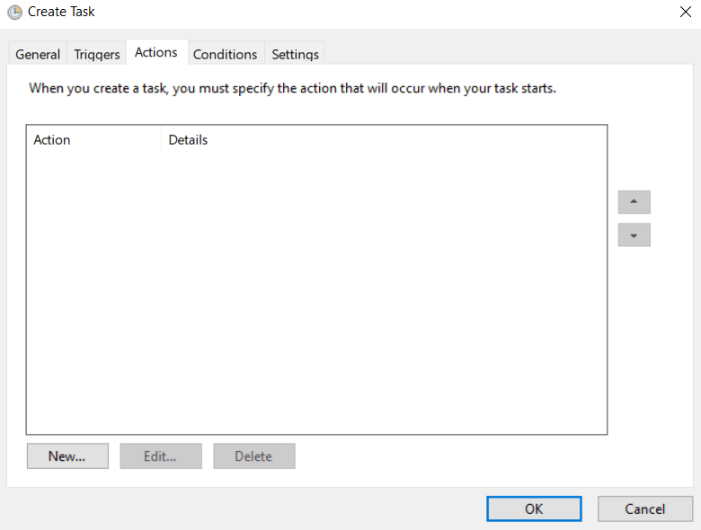 move to the Actions tab