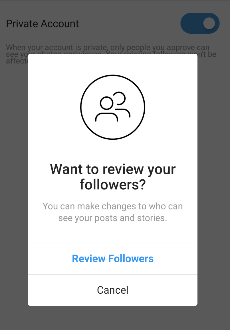 review your followers on Instagram