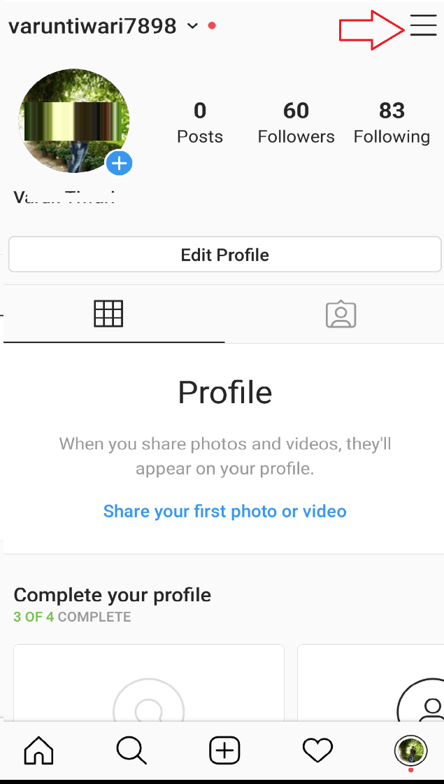 tap on the menu icon on Instagram