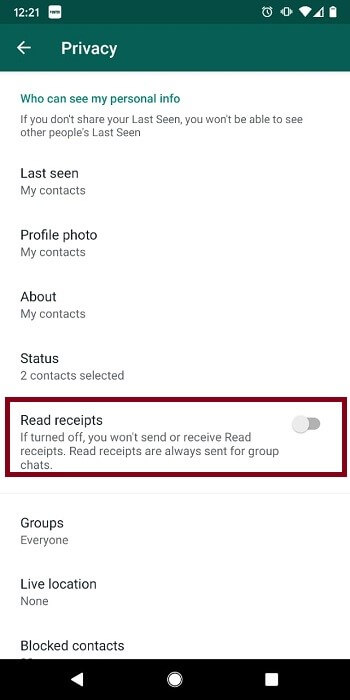 Disable Read Receipts