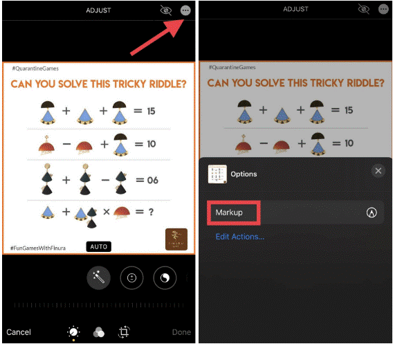 Markup screen to add text on the image