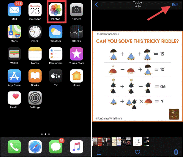 Open Photo App to Edit Image