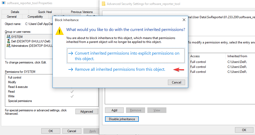 Remove all inherited permissions