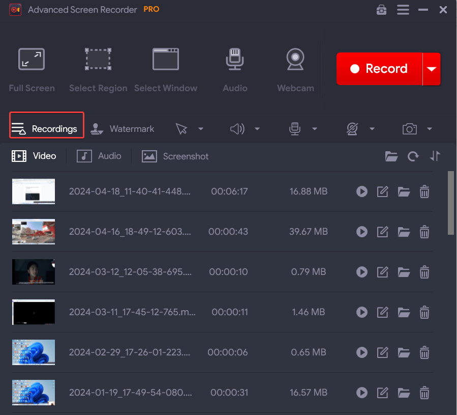 access your recording