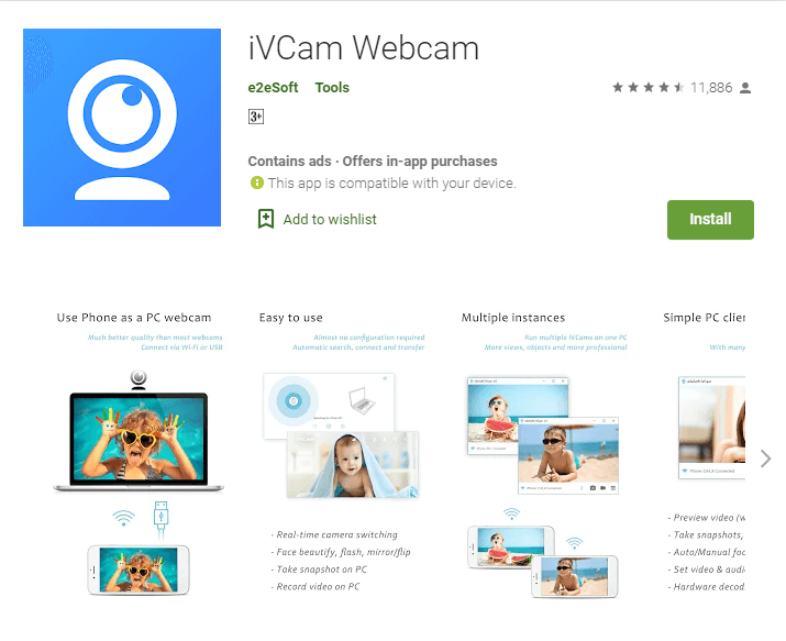 iVCam Webcam - Application to use iPhone as a webcam