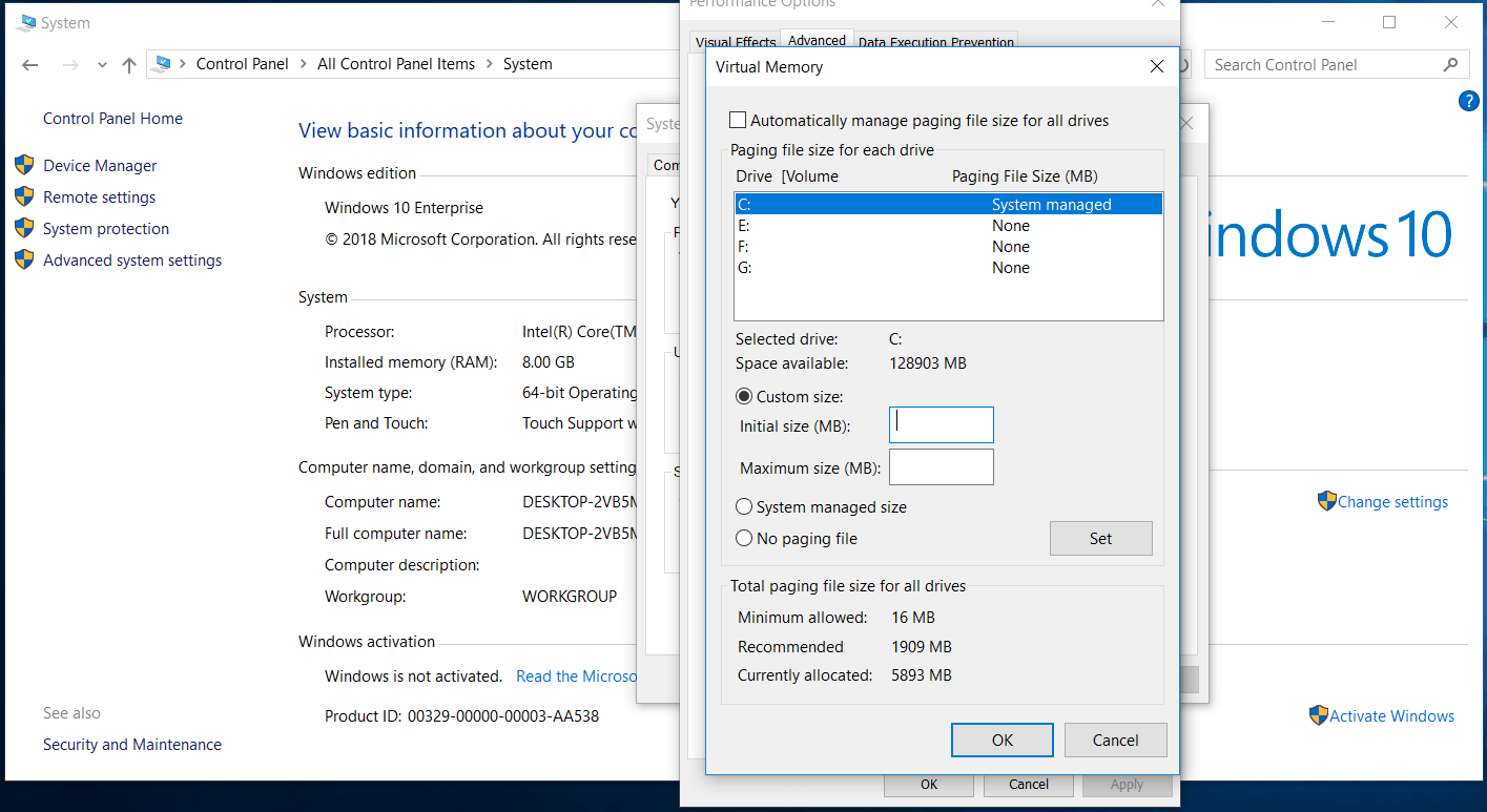 Adjust Virtual Memory