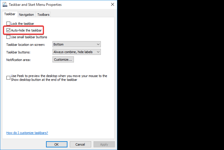 Auto-hide The Taskbar
