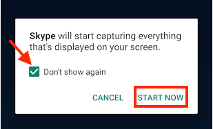 Click On Start Now to Share Screen