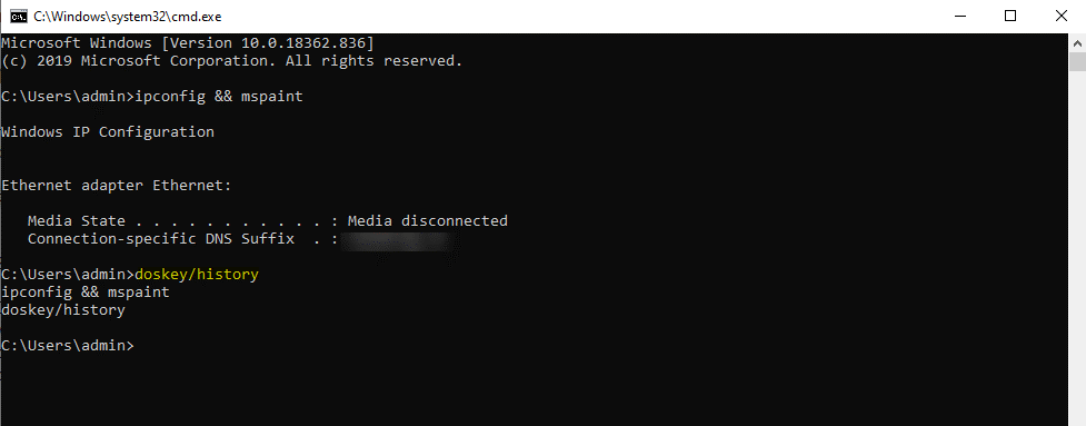 Command history