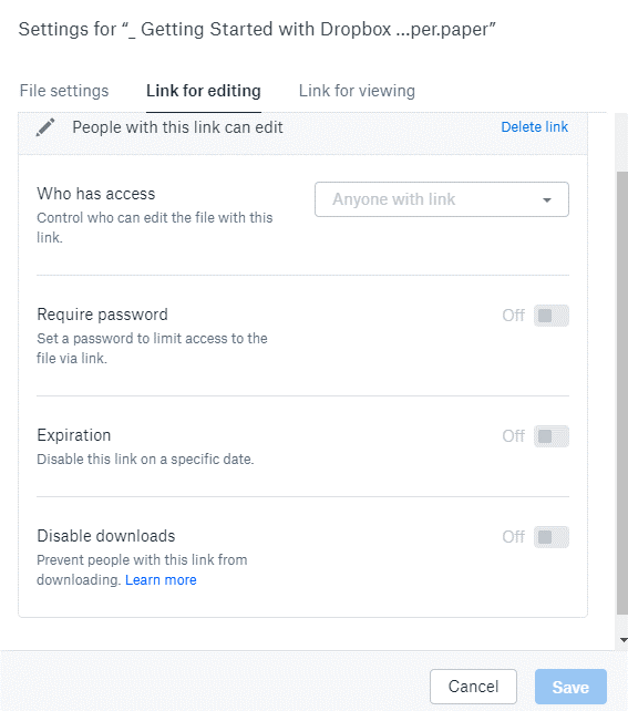 Create link to share