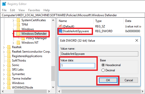 Disable Anti-spyware