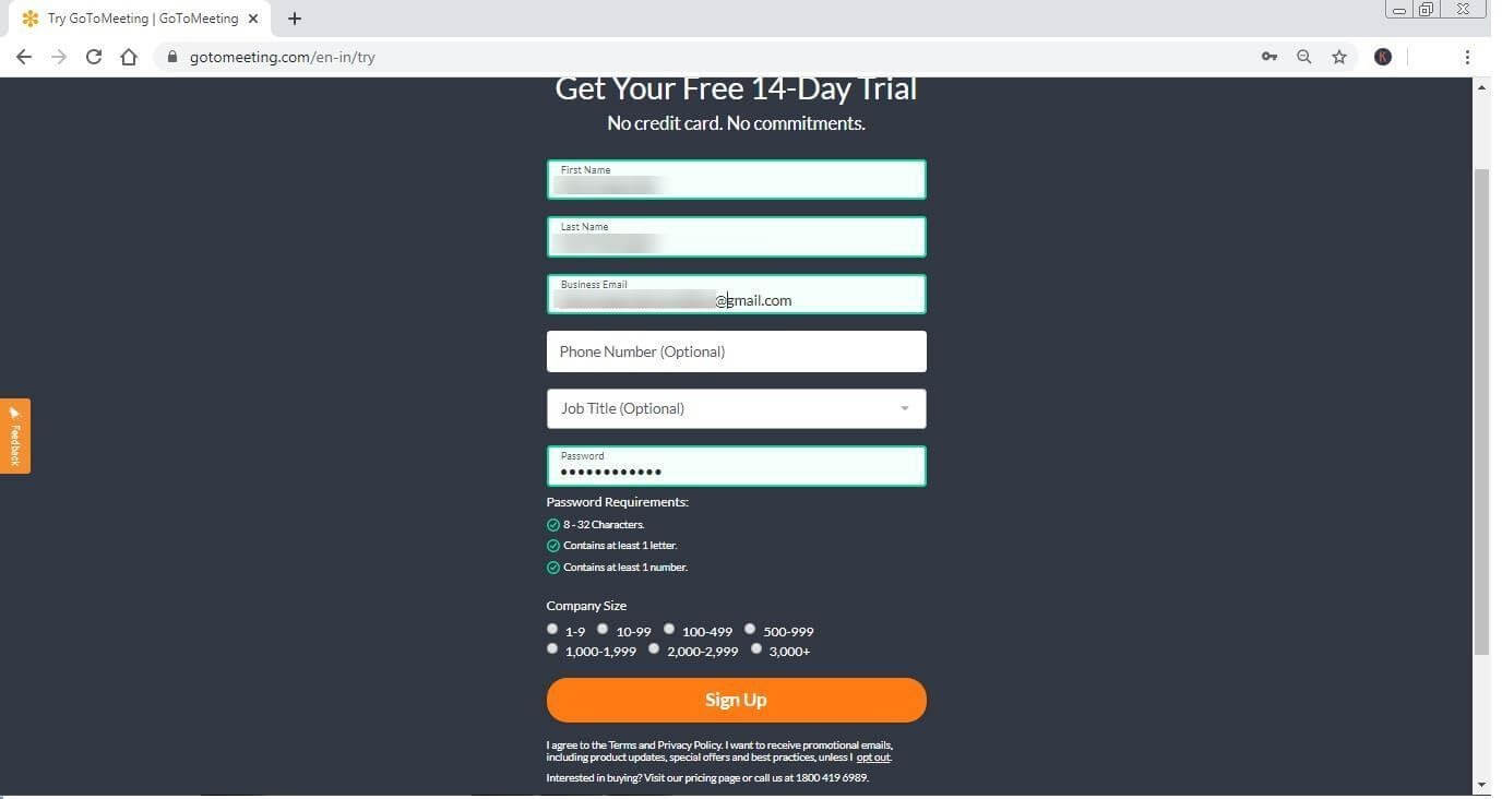 GoToMeeting credentials