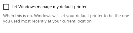 Let Windows Manage My Default Printer