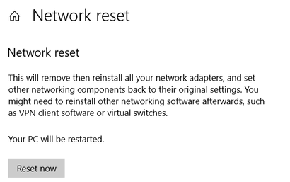 Netword reset option