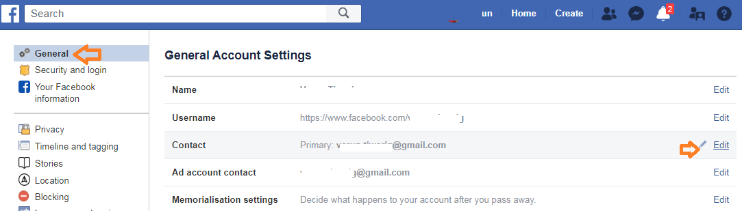 Open General setting of account