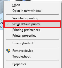 Set as Default Printer