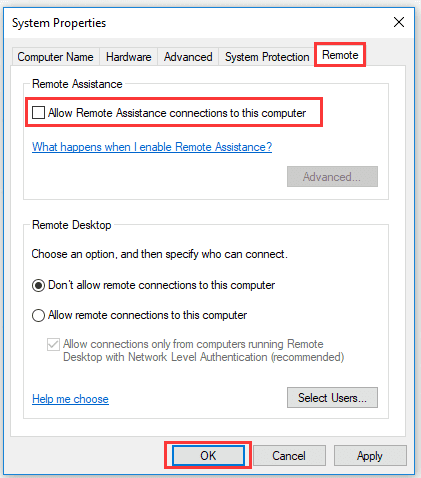 System property option