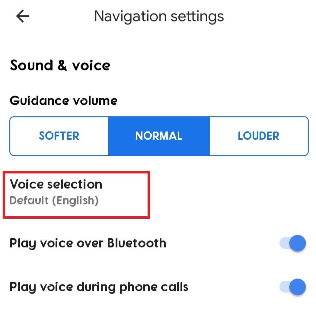Voice Selection on Maps Navigation