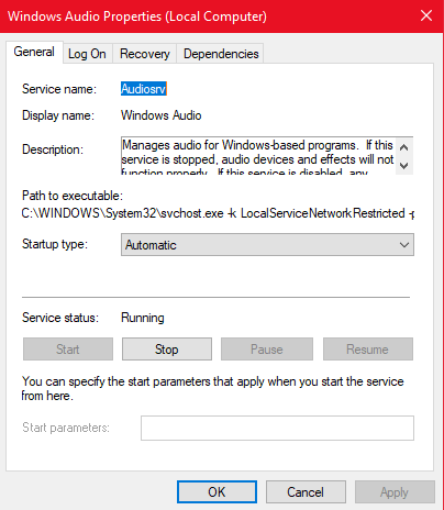 Windows Audio Properties