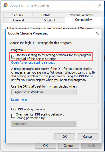chrome setting