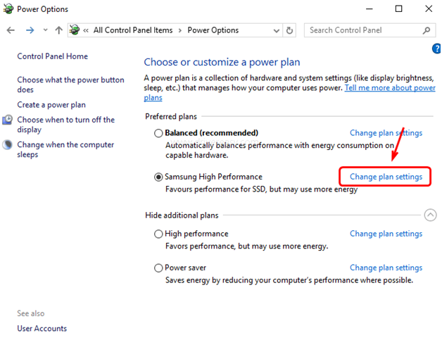 power options