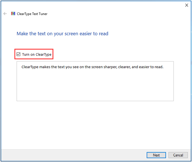 turn on cleartype
