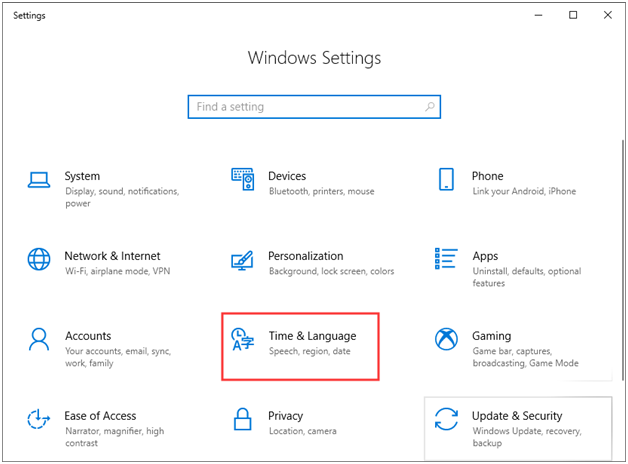 windows setting