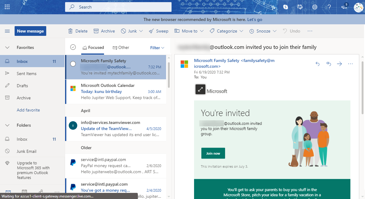 Accept invite to add family member