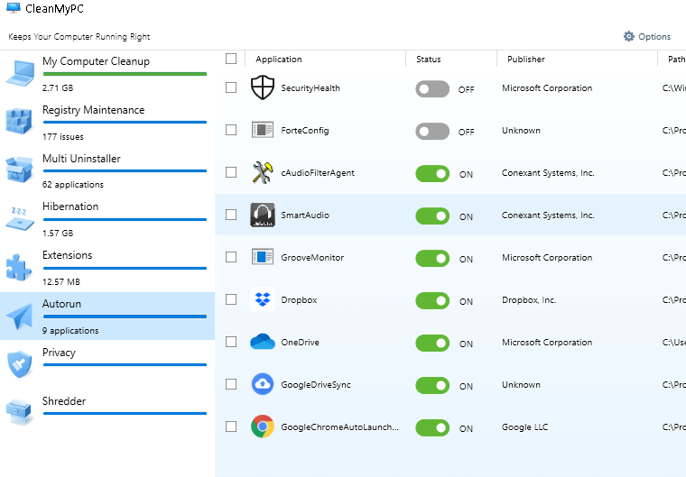 Autorun on CleanMyPC