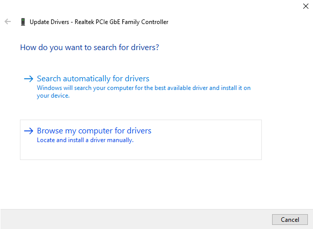 Browse My Computer for Driver Software