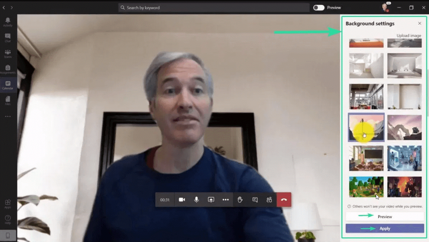 Choose Background from the list of options