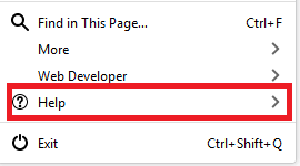 Click On Help of Firefox Browser