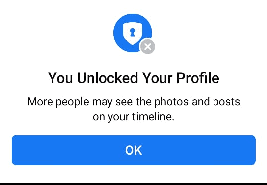 Click ok Unlocked Your Profile