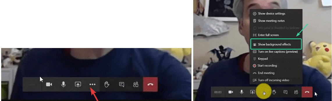 Click on Show Background Effect