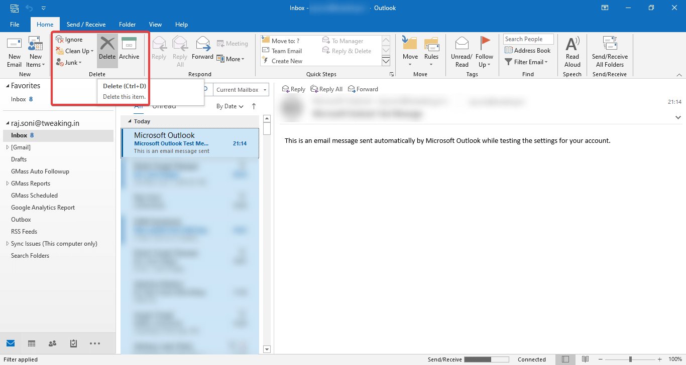 Delete emails from IMAP account