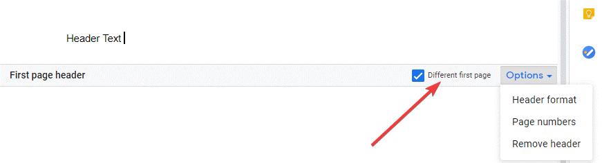 Different first Page Options
