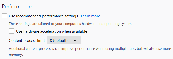 Disable Hardware acceleration from firefox