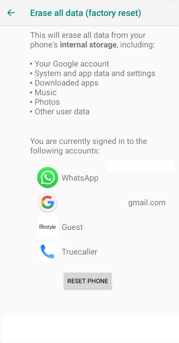 Erase All Data
