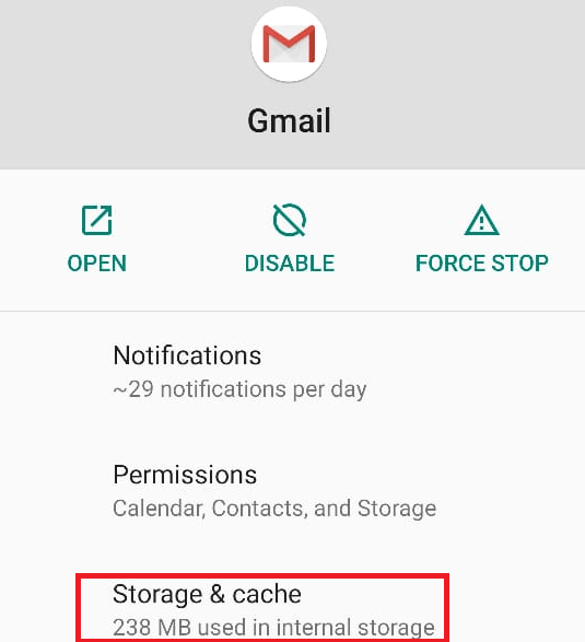 Gmail - Storage and Cache