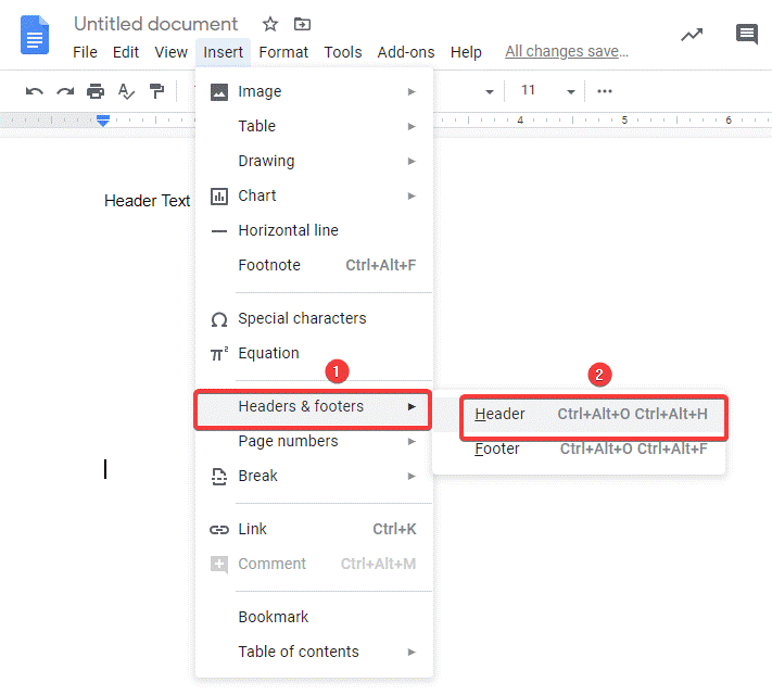 Insert Header and Footer